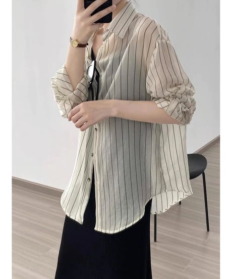 striped tencel shirt / 4color　hm2539