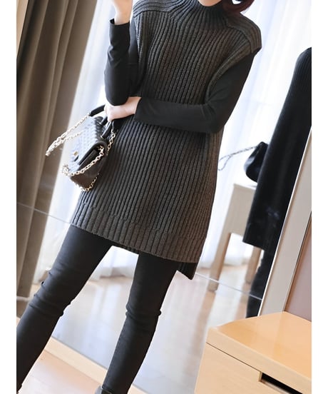 knit vest mini dress / 2color　hm1972