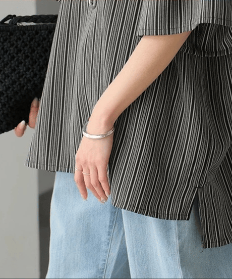 striped sleeve top / 2color　hm2949