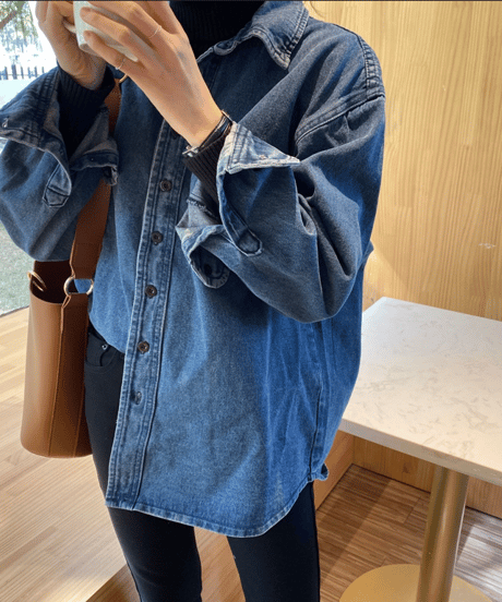denim oversized shirts　hm1930