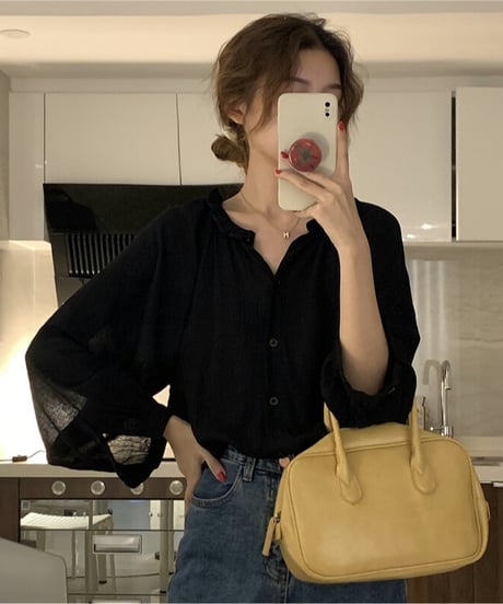 volume v-neck blouse / 2color　hm1681