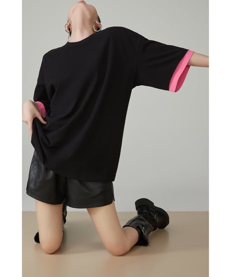 contrast sleeve tee　hm2938