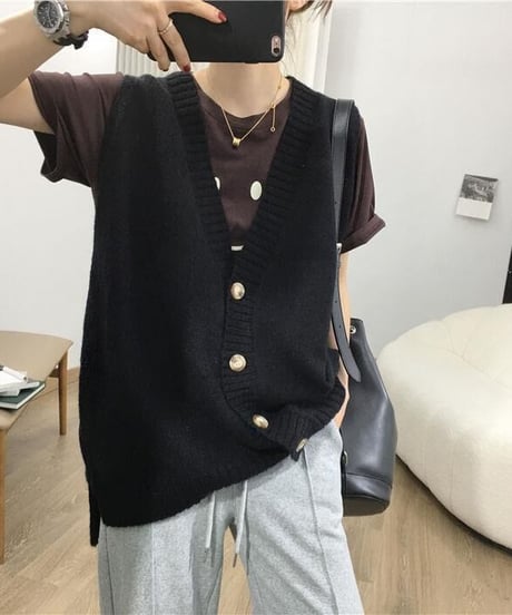 oversized knit vest / 4color　hm2618