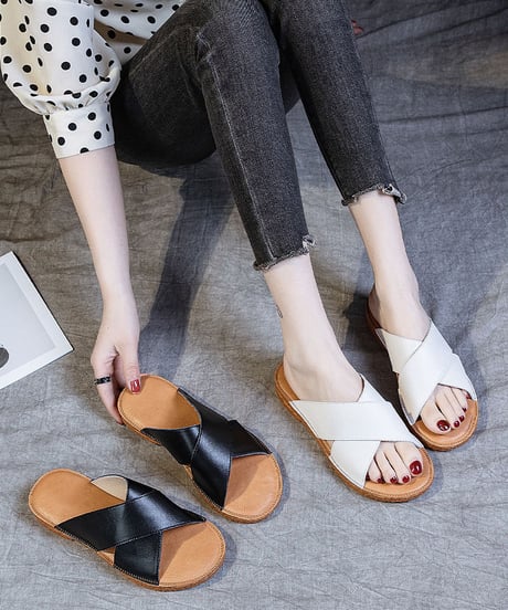 flat cross sandal / 2color　hm1480