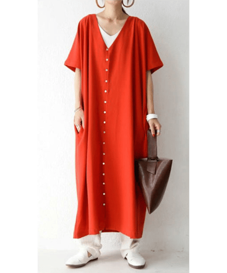 v-neck shirt dress / 5color　hm2958