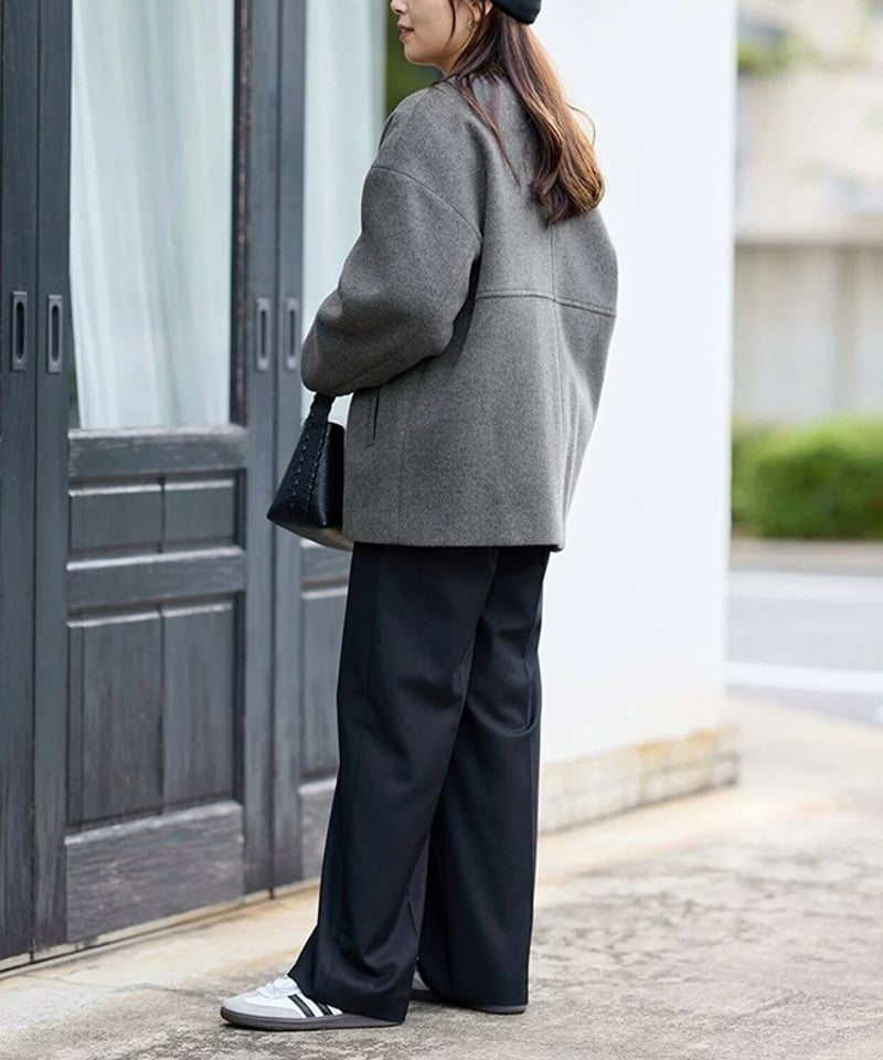 collarless short jacket / 4color hm2624 | Her Me