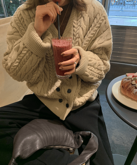 cable knit cardigan / 2color　hm1204