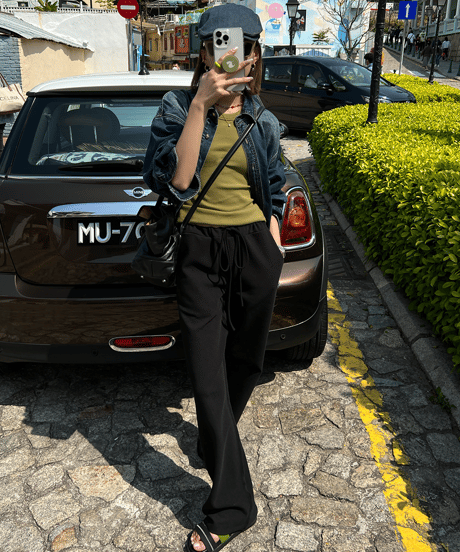 seam design easy pants / 2color　hm1301
