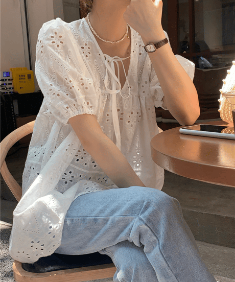 eyelet lace blouse　hm2920