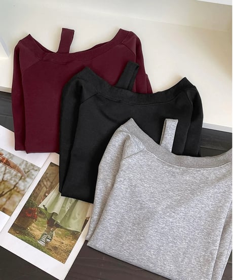 one shoulder loose top / 3color　hm1708