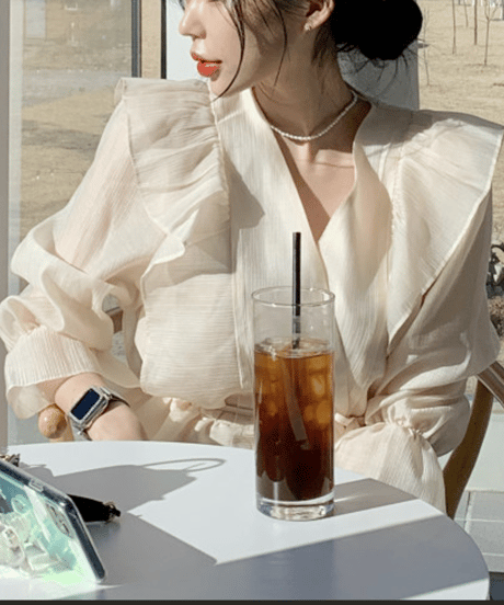 frill wrap blouse / 4color　hm2824