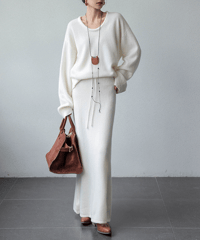knit top & skirt setup / 2color　hm1845