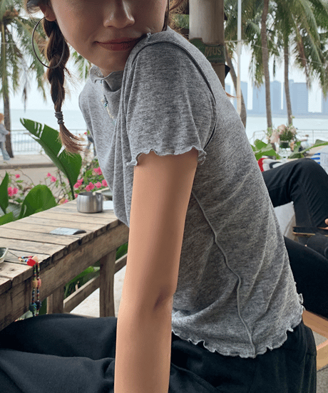 outseam mock neck top / 2color　hm1338