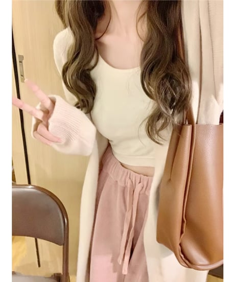 long knit cardigan / 5color　hm2676