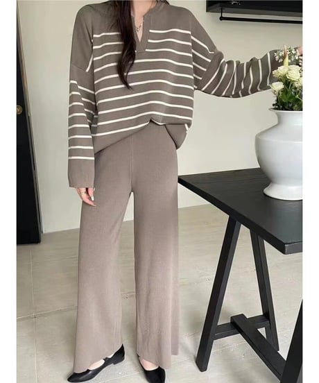 striped knit set-up / 4color　hm2516