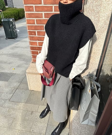 high-neck loose knit vest / 2color　hm1760