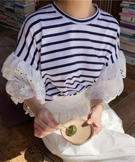 lace sleeve top / 2color　hm2943