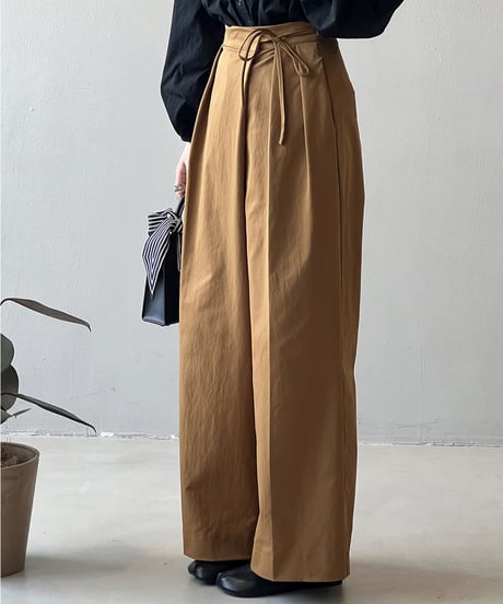 waist ribbon tuck wide pants / 3color　hm1716
