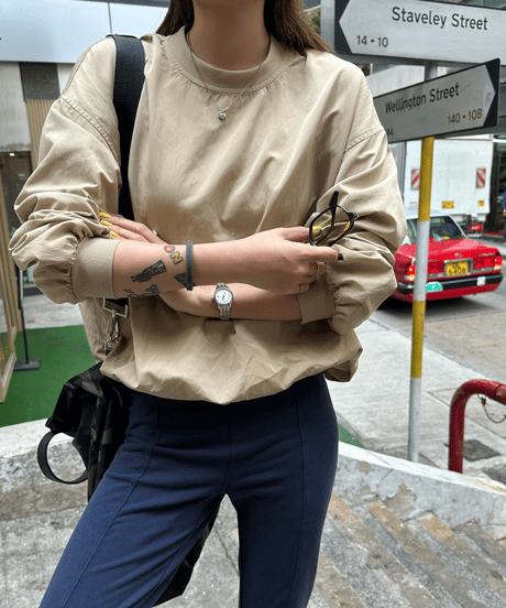 round neck zipper top / 2color　hm1237
