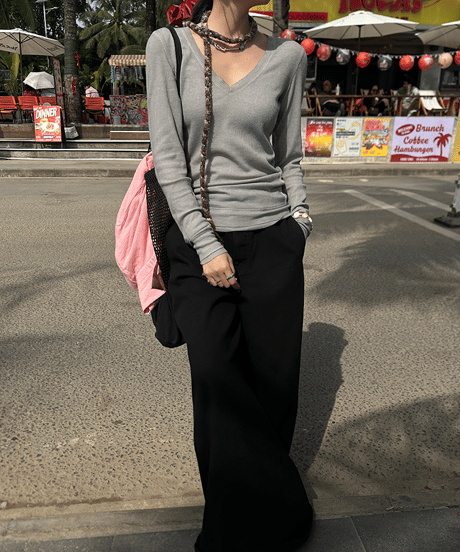 v-neck thermal top / 2color　hm2081