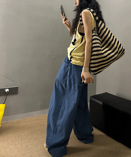 drawstring denim pants / 2color　hm2347