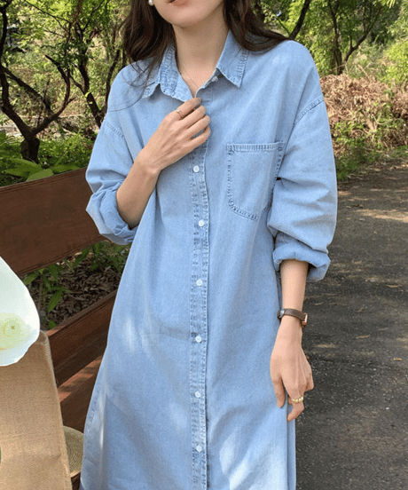 denim shirt dress / 2color　hm2913