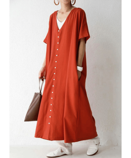 v-neck shirt dress / 5color　hm2958
