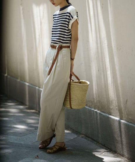french sleeve border top　hm2218