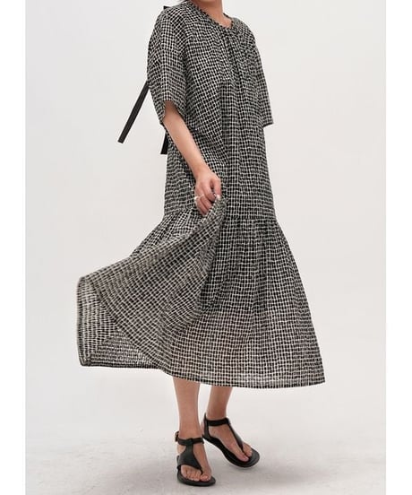 gathered check dress　hm2301