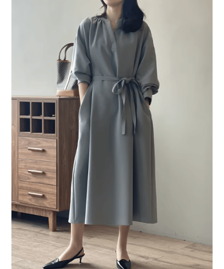 waist tie dress  / 2color　hm2629