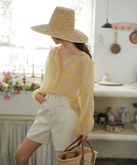 french sheer blouse　hm1711