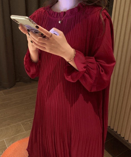 pleated long dress / 4color　hm2910