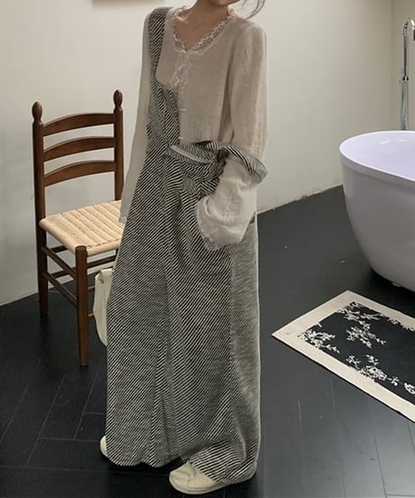 loose wide pants overalls　hm1993