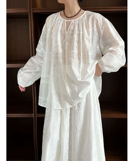 panting lace blouse & skirt  / 2color　hm2340
