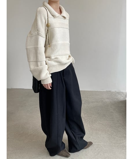 collared cropped knit / 4color　hm2719