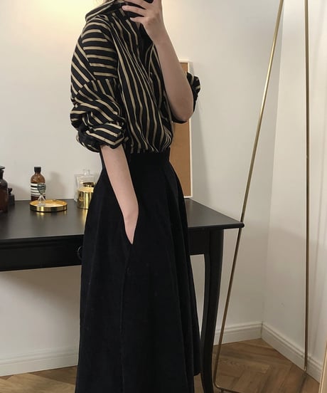 loose-fit striped shirt / 2color　hm1685