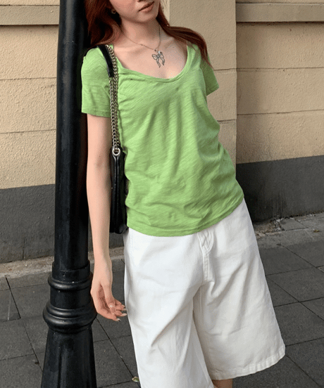 relax u-neck tee / 2color　hm2398