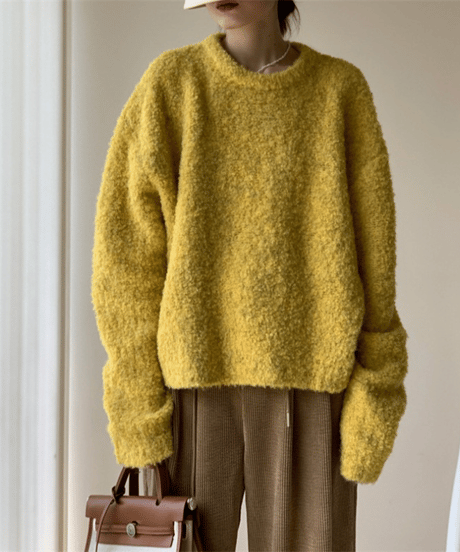boucle crewneck knit / 6color　hm2770