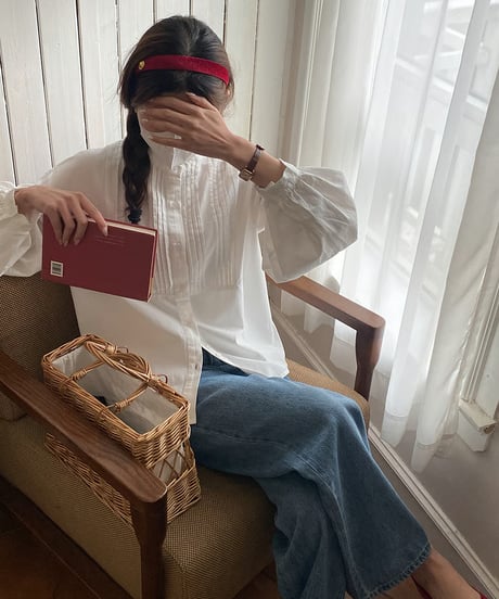 no-collar pintuck blouse / 2color　hm2838