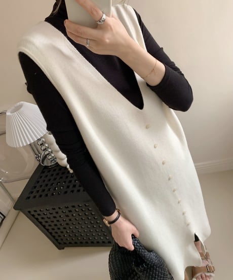 buttons vest dress / 4color　hm1846