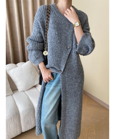 asymmetric long cardigan / 2color　hm2793