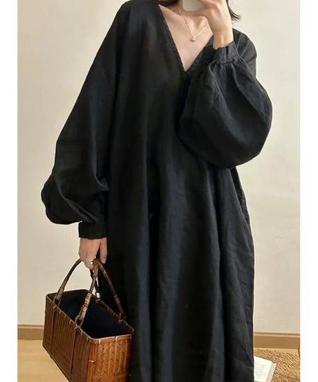 v-neck maxi dress / 2color　hm2537