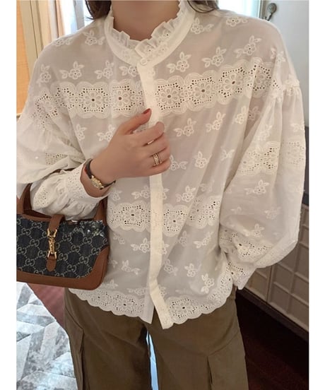 embroidered cotton blouse　hm2899