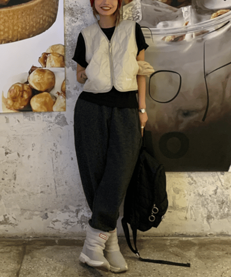 gourd quilting down vest / 2color　hm1125