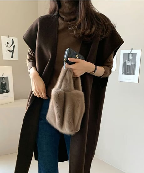 long knit gilet / 3color　hm2594