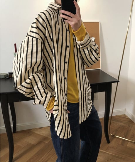 loose-fit striped shirt / 2color　hm1685