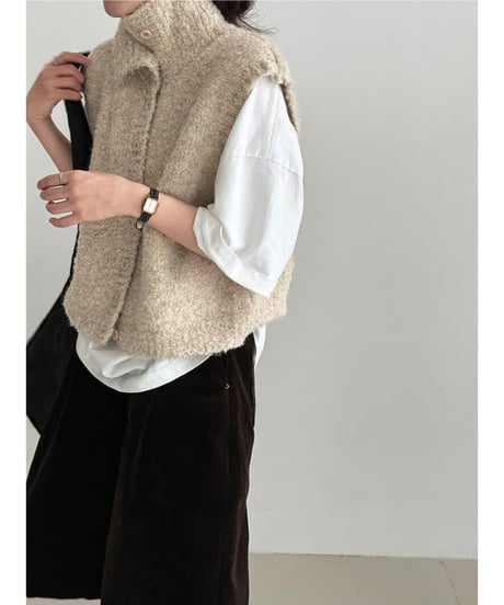 textured knit vest / 4color　hm2675