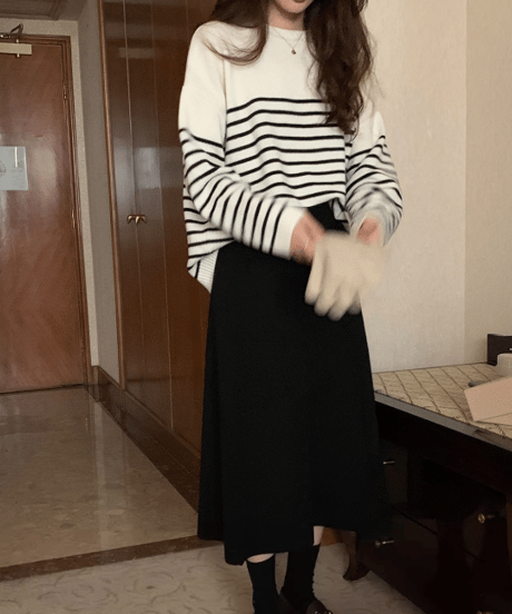 stripe knit top　hm2554
