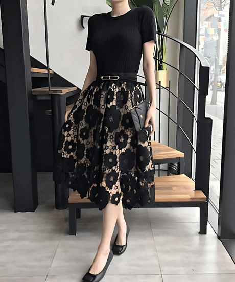 floral lace skirt　hm2128