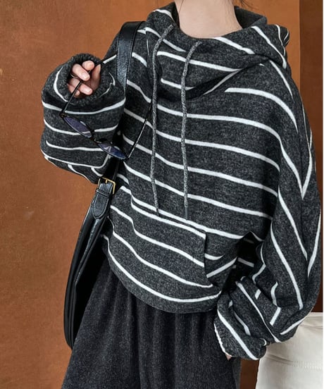 relaxed strip hoodie / 2color　hm2060